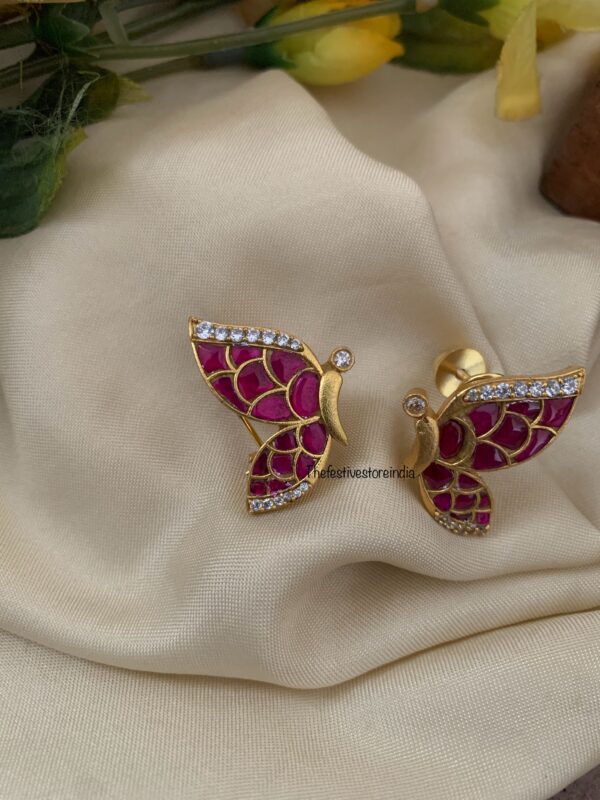 Jadau butterfly screw back earrings