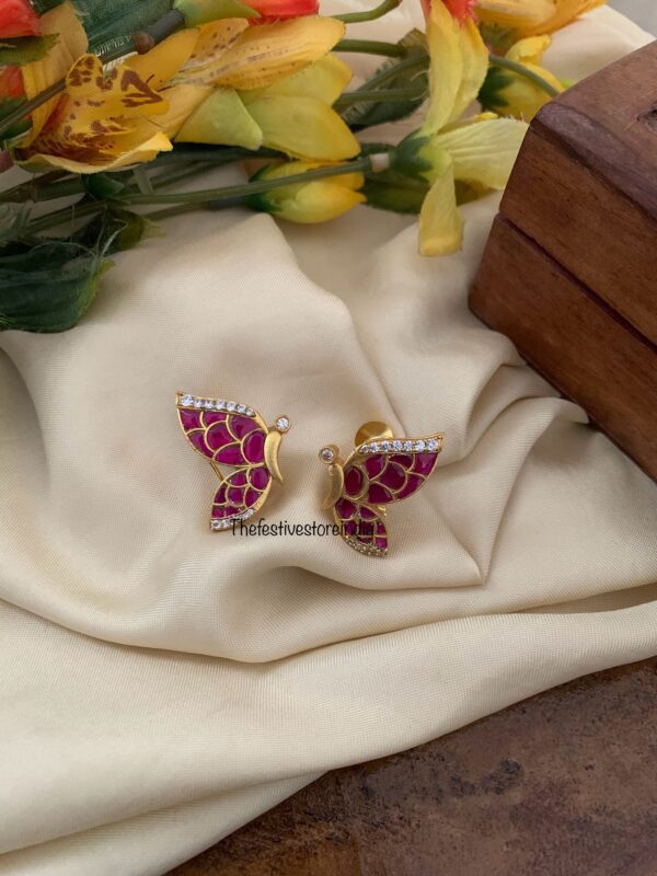 Jadau butterfly screw back earrings