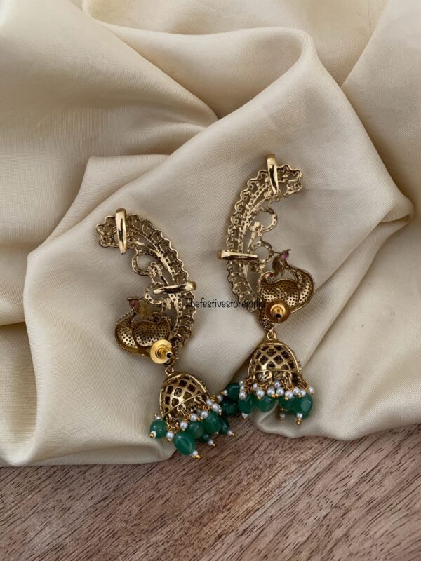AD peacock earcuff jhumkas