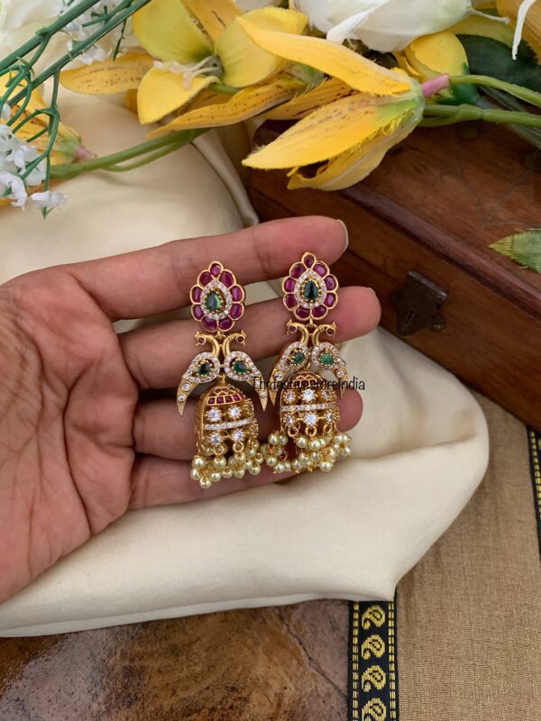 AD stones bridal jhumkas