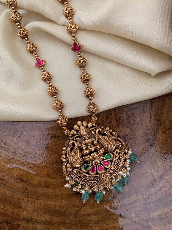 44-45cms premium green drops Lakshmi haaram set | Haaram | Bridal
