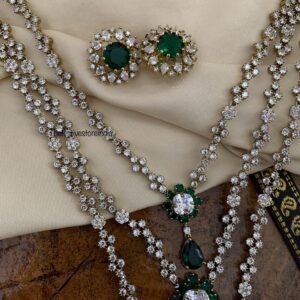 3 Layer AD emerald haaram set | Haaram | Bridal
