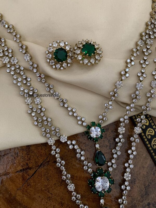3 Layer AD emerald haaram set | Haaram | Bridal