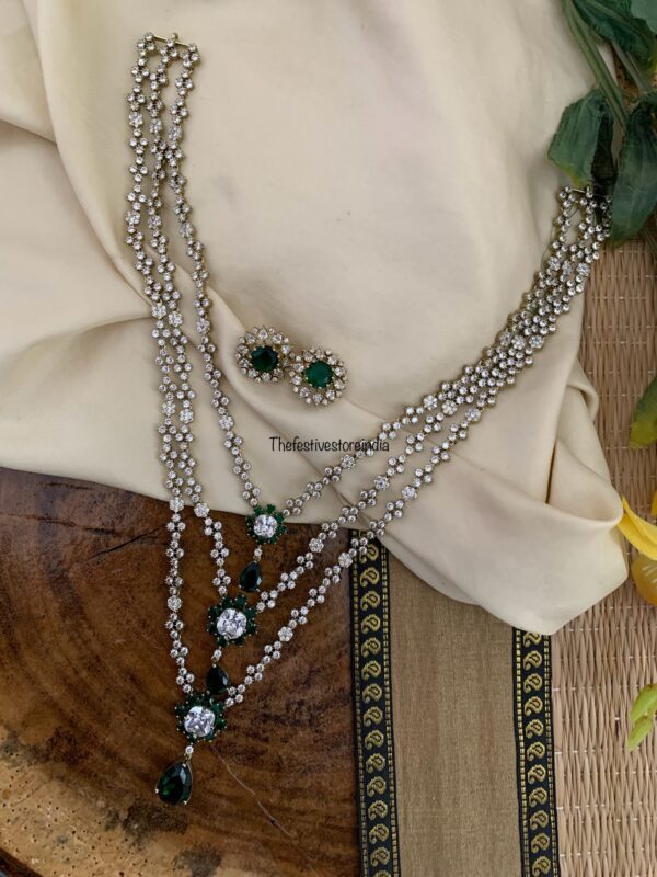3 Layer AD emerald haaram set | Haaram | Bridal