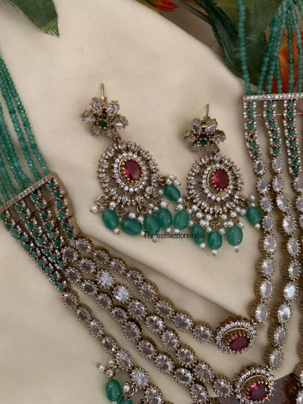 4 layer dull gold Victorian haaram set | Haaram | Bridal | long chain