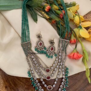 4 layer dull gold Victorian haaram set | Haaram | Bridal | long chain