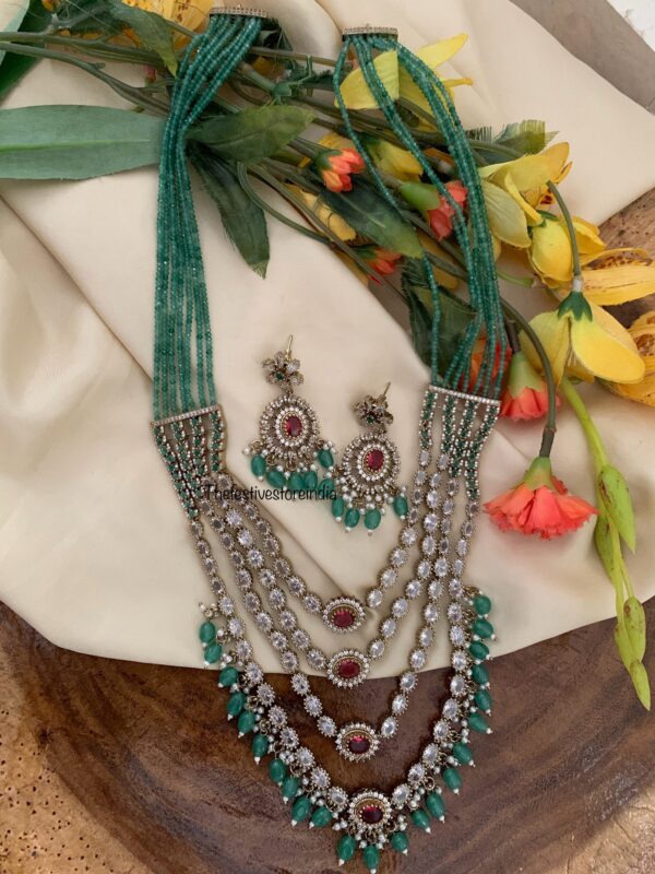 4 layer dull gold Victorian haaram set | Haaram | Bridal | long chain