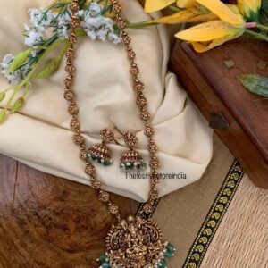 Budgeted antique polish matte Lakshmi haaram set | Haaram | Bridal | long chain