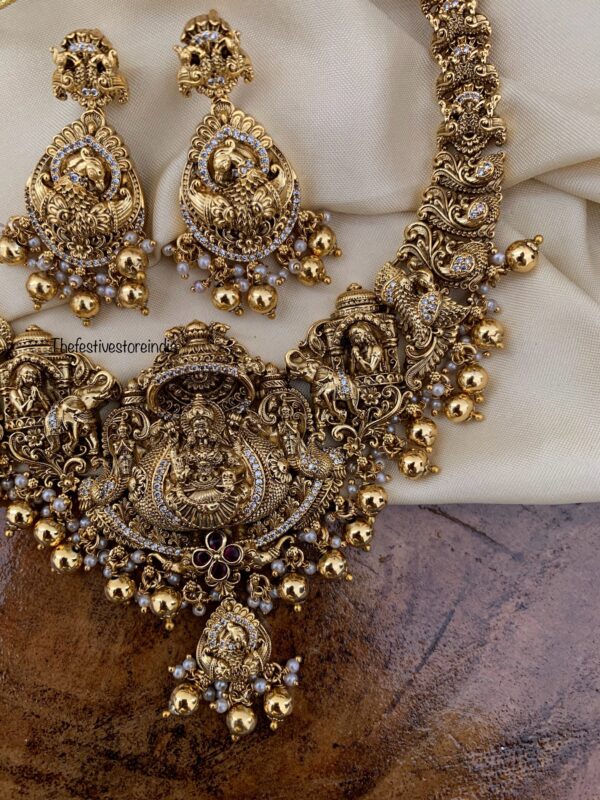 Bridal Lakshmi nakshi gold necklace set