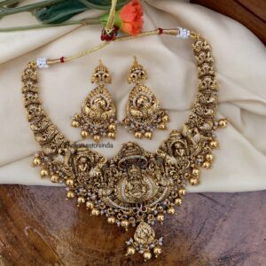 Bridal Lakshmi nakshi gold necklace set