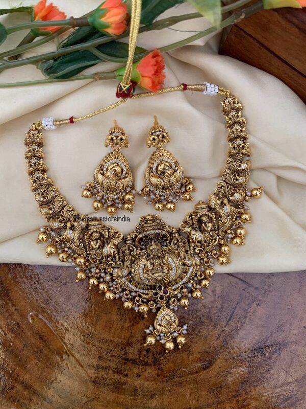 Bridal Lakshmi nakshi gold necklace set