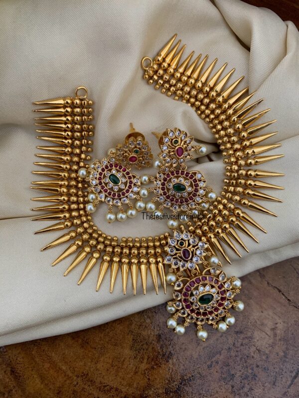 Spike chain with pendant kerala necklace set