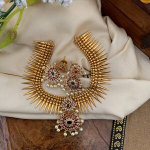 Spike chain with pendant kerala necklace set
