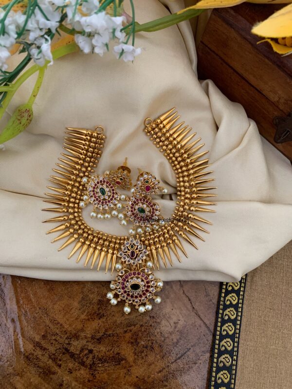 Spike chain with pendant kerala necklace set