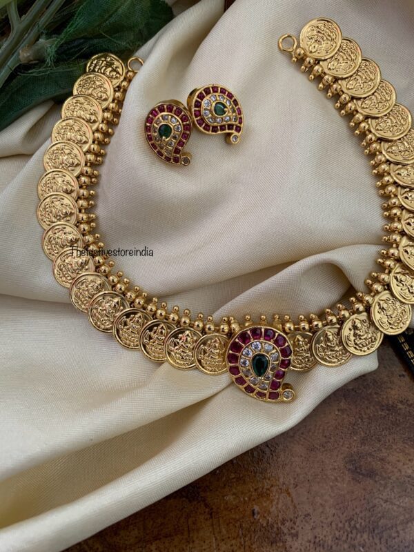 Budgeted lakshmi kaasu coin mango necklace set