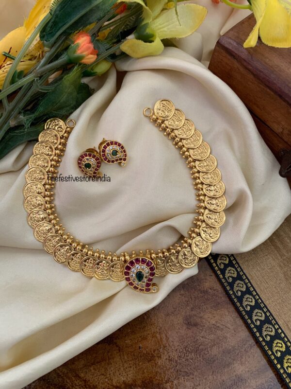 Budgeted lakshmi kaasu coin mango necklace set