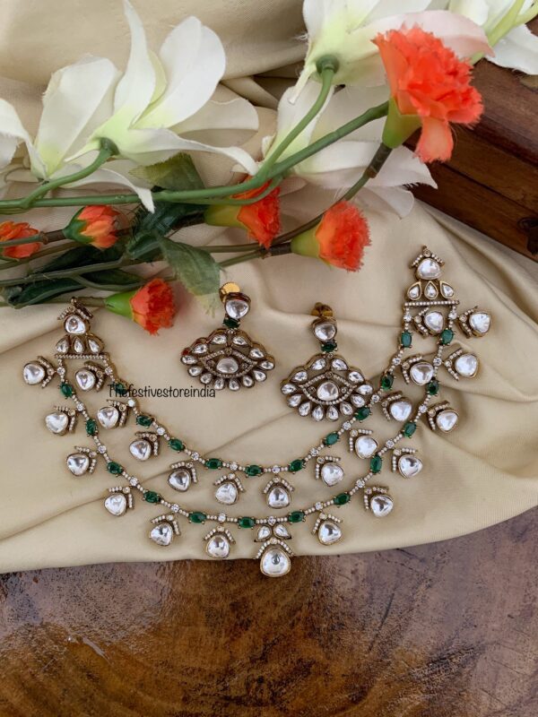 2 layer Victorian polish set - Green | Bridal | Necklace | Wedding