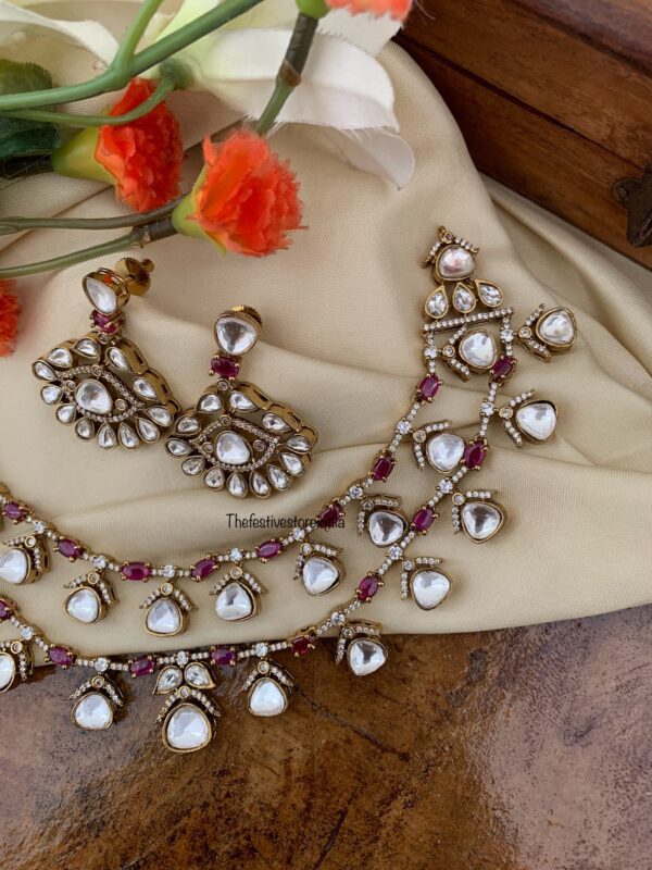2 layer Victorian polish set - Ruby | Bridal | Necklace | Wedding