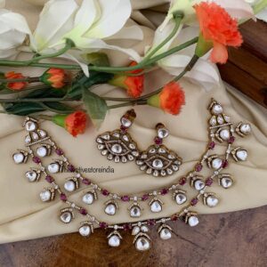 2 layer Victorian polish set - Ruby | Bridal | Necklace | Wedding
