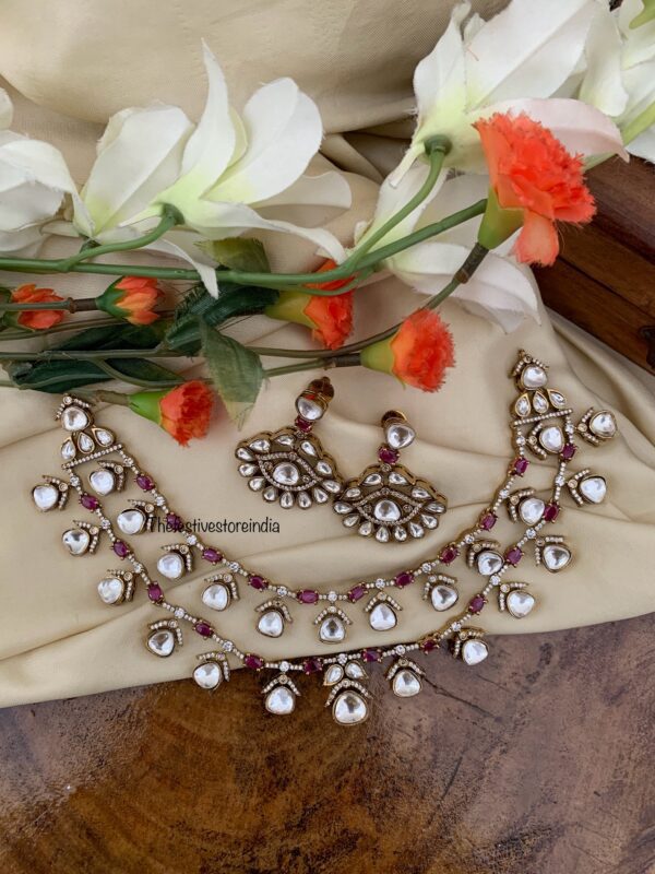 2 layer Victorian polish set - Ruby | Bridal | Necklace | Wedding