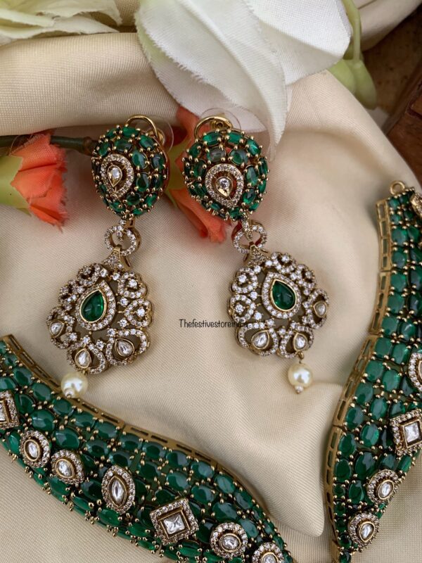 Grand All green stone statement necklace set | Bridal | Necklace | Wedding