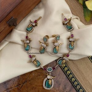 Mint Ruby bird Victorian necklace set | Bridal | Necklace | Wedding