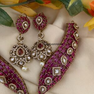 Grand All RUBY stone statement necklace set | Bridal | Necklace | Wedding