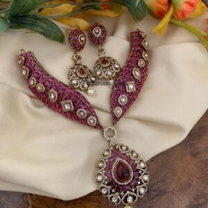 Grand All RUBY stone statement necklace set | Bridal | Necklace | Wedding
