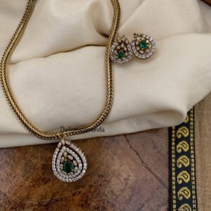 Green pendant simple Victorian set | Bridal | Necklace | Wedding