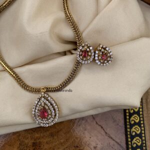 Ruby pendant simple Victorian set | Bridal | Necklace | Wedding
