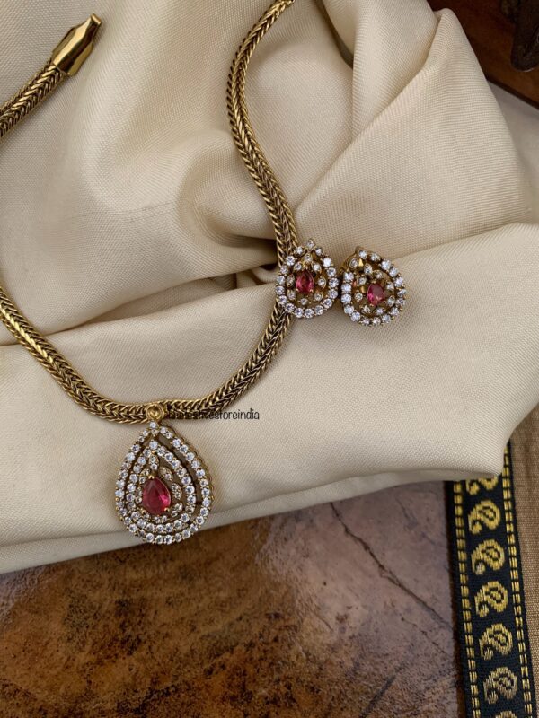 Ruby pendant simple Victorian set | Bridal | Necklace | Wedding