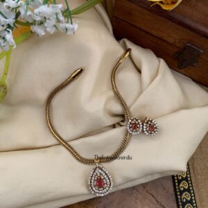 Ruby pendant simple Victorian set | Bridal | Necklace | Wedding