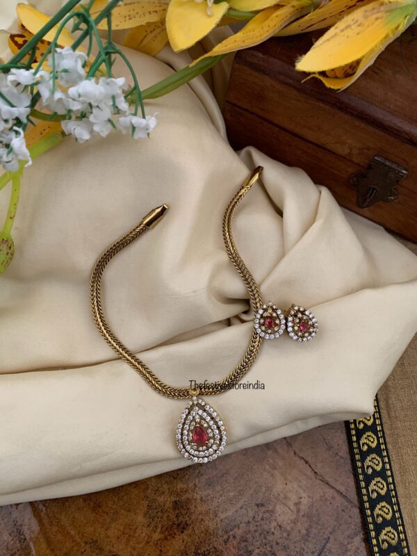 Ruby pendant simple Victorian set | Bridal | Necklace | Wedding