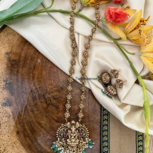 Budgeted antique polish matte Lakshmi haaram set | Haaram | Bridal | long chain