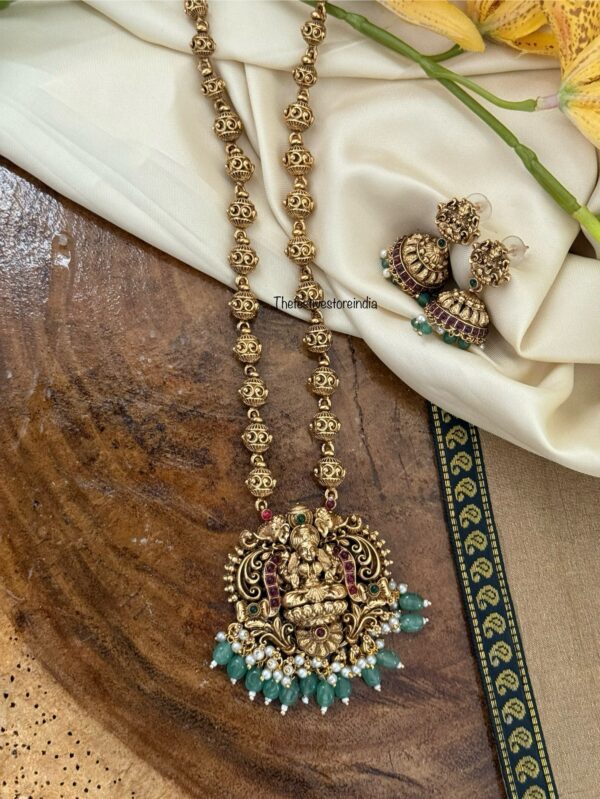 Budgeted antique polish matte Lakshmi haaram set | Haaram | Bridal | long chain