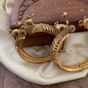 Navilu screw type gold look bangles - Set of 2