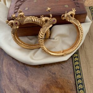 Navilu screw type gold look bangles - Set of 2