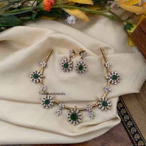 AD and green stone hasli set I Kanti | Unique | Indian jewellery