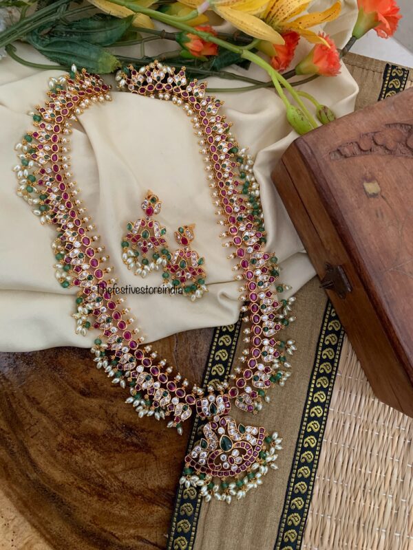 Bridal kemp rice pearls haaram set | Haaram | Bridal | long chain