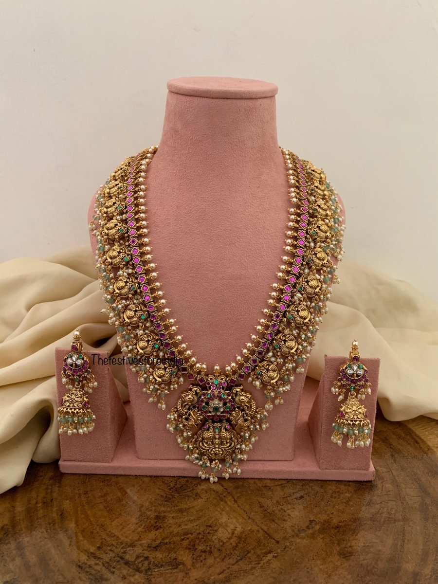 Heavy Bridal non idol 50cms haaram set with jhumkas | Haaram | Bridal | long chain