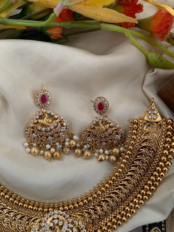 Gold look alike kaasu with AD pendant necklace set | Bridal