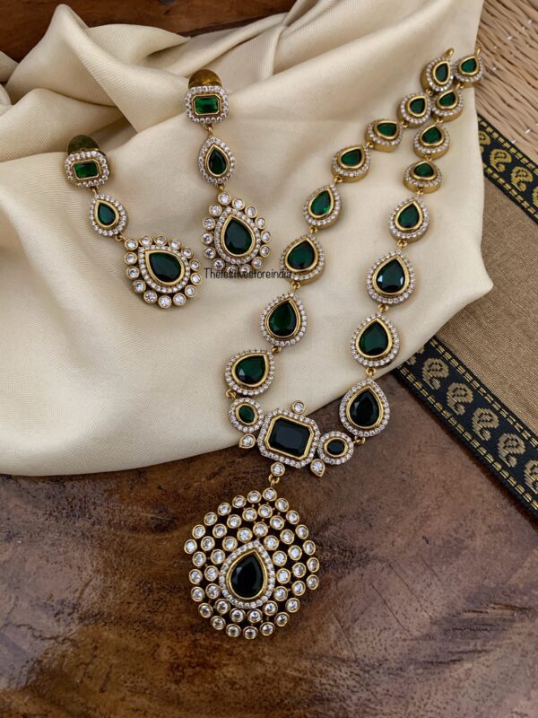 Mini Jyothika inspired necklace set - All Green / Emerald