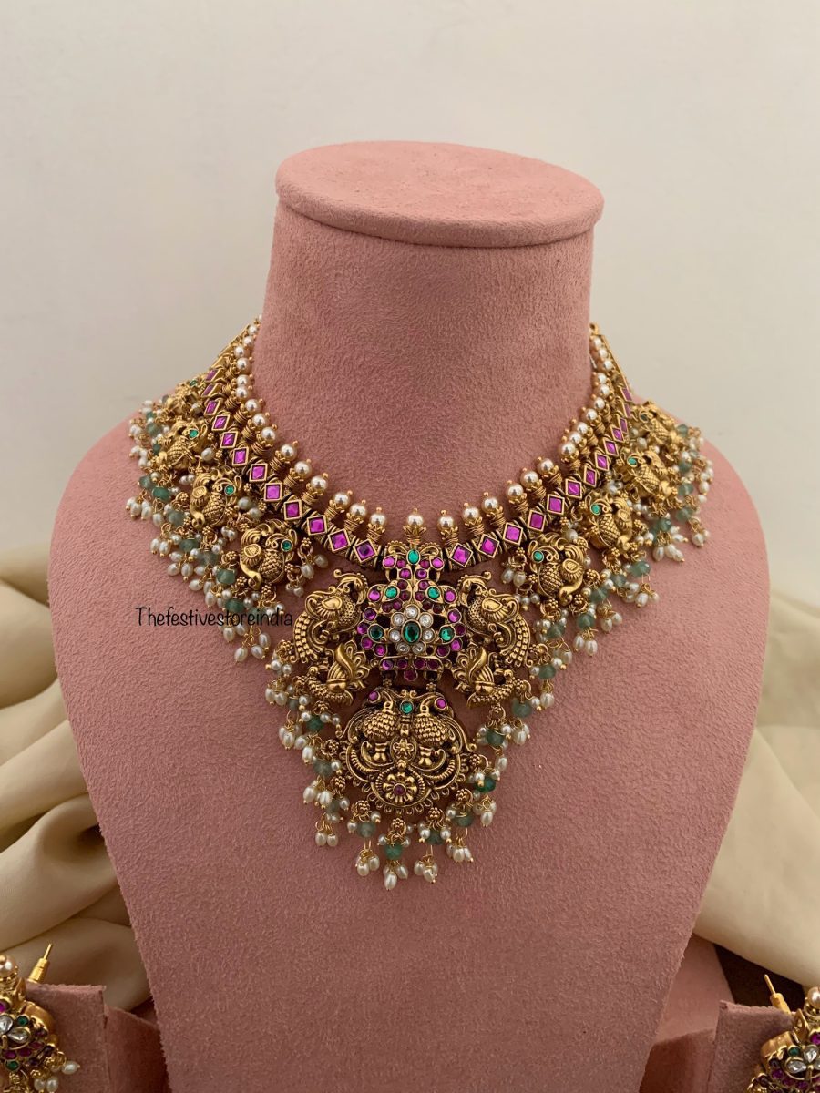 Heavy Bridal non idol necklace set with jhumkas | Bridal | Necklace