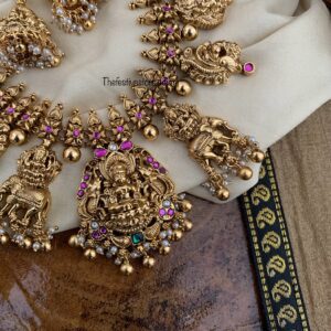 Rubyrose stone Lakshmi Ambaari necklace set| necklace | Bridal | Temple jewellery