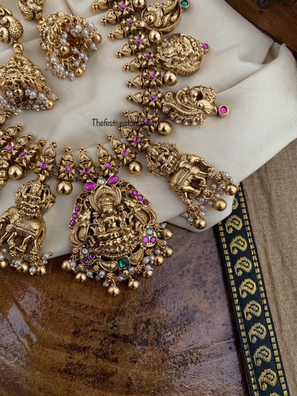 Rubyrose stone Lakshmi Ambaari necklace set| necklace | Bridal