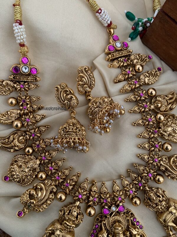 Rubyrose stone Lakshmi Ambaari necklace set| necklace | Bridal