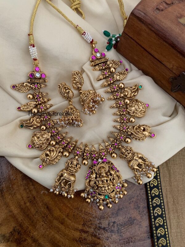 Rubyrose stone Lakshmi Ambaari necklace set| necklace | Bridal
