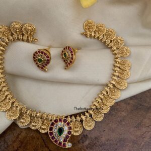 Premium polish lakshmi kaasu coin mango necklace set