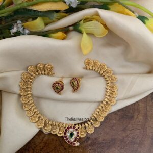 Premium polish lakshmi kaasu coin mango necklace set