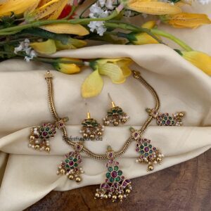 Premium Kemp stone floral pendants necklace set